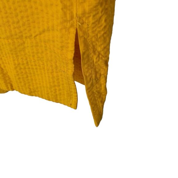 Cuyana Yellow Seersucker Twisted One Shoulder Dress size medium with pockets - Picture 8 of 10